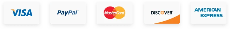 Accepted payments: Visa, PayPal, Mastercard, Discover, American Express